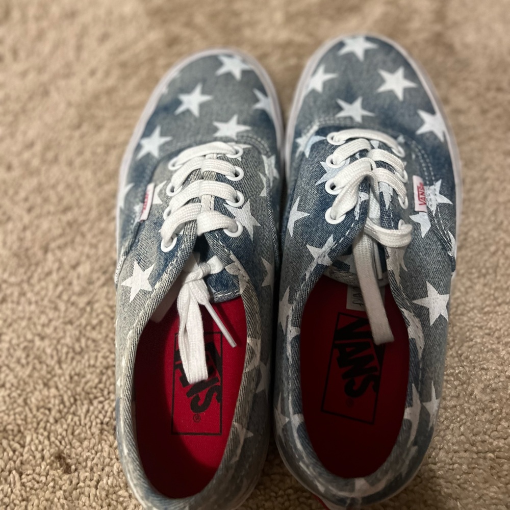 Denim stars vans red bottom sole womens 7